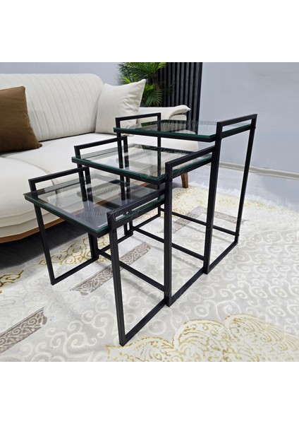 3'lü Rana Sehpa, Şeffaf Camlı, Çok Amaçlı Zigon Sehpa, Yan Sehpa, Orta Sehpa, Metal Sehpa fırsatları