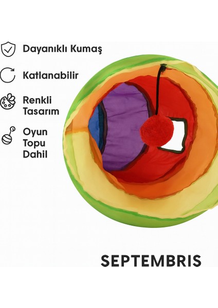 Renkli Kedi Macera Tüneli – 125 cm