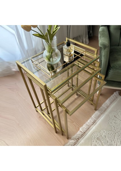 3'lü Rana Sehpa, Şeffaf Camlı, Çok Amaçlı Zigon Sehpa, Yan Sehpa, Orta Sehpa, Metal Sehpa