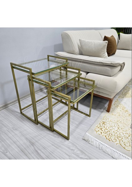 3'lü Rana Sehpa, Şeffaf Camlı, Çok Amaçlı Zigon Sehpa, Yan Sehpa, Orta Sehpa, Metal Sehpa fırsatları