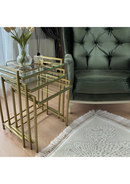 3'lü Rana Sehpa, Şeffaf Camlı, Çok Amaçlı Zigon Sehpa, Yan Sehpa, Orta Sehpa, Metal Sehpa indirimleri