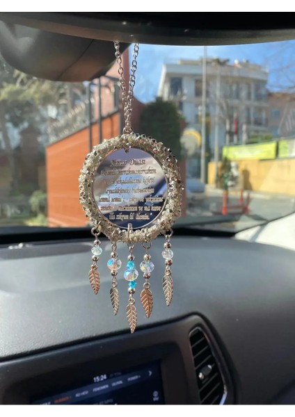 Yeni Nazar ve Ayetel Kürsü Duası Hediyelik Metal Yapraklı Kristal Boncuklu Araç Dikiz Aynası Süsü modelleri