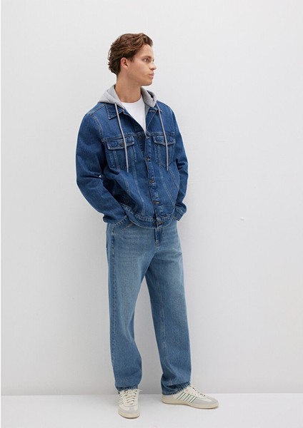 Brandon 90lar Vintage Koyu Mavi Jean Ceket 0112808-90839