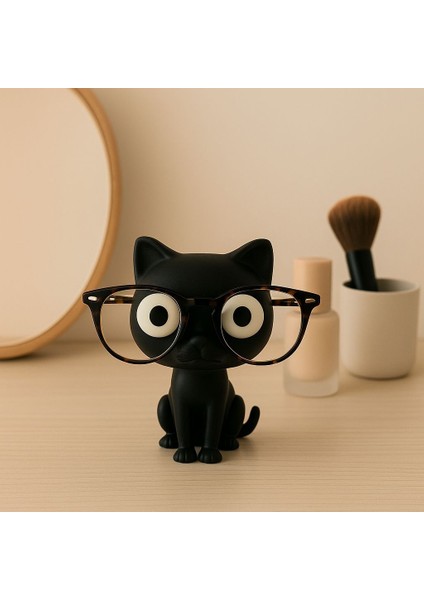 SEVİMLİ SİYAH KEDİ Gözlük Standı Dekoratif Gözlük Tutucu Masaüstü Gözlük Standı Hediye Organizer fiyatları