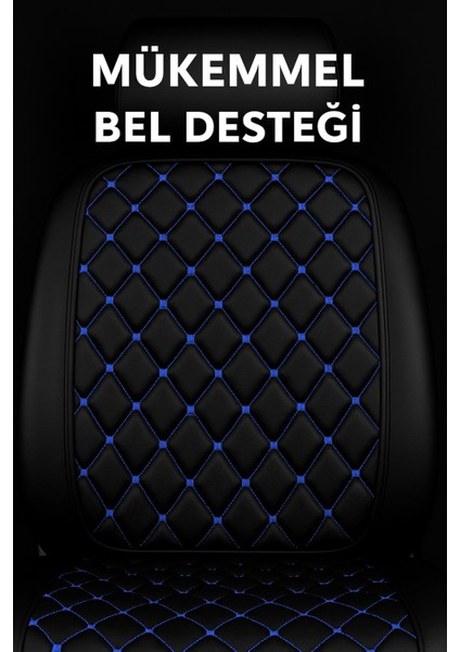Audi A6 C7 2012-2018 Uyumlu Kumaş Oto Koltuk Minderi Ergonomik Kapitone 2'li Siyah Mavi modelleri