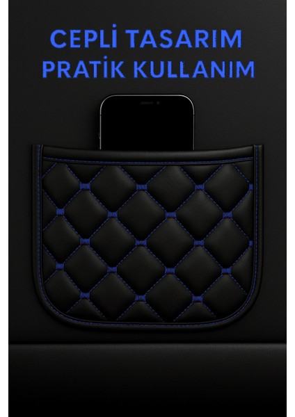 Fiat Grande Punto 2005 ve Sonrası Uyumlu Kumaş Oto Koltuk Minderi Ergonomik Kapitone 2'li Siyah Mavi fiyatları