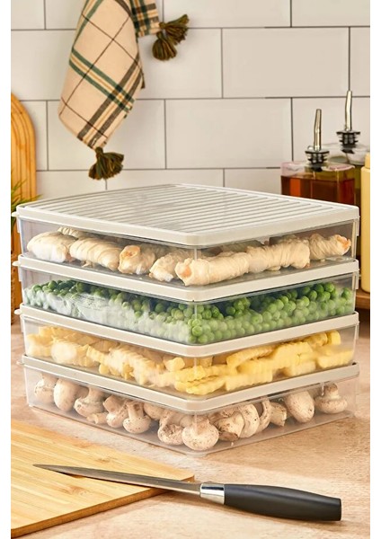 Buzdolabı ve Mikrodalga Saklama Kabı - Bej Buzdolabı Organizeri 4X2800ML modelleri