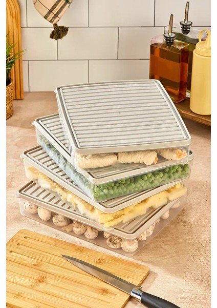 Buzdolabı ve Mikrodalga Saklama Kabı - Bej Buzdolabı Organizeri 4X2800ML indirimleri