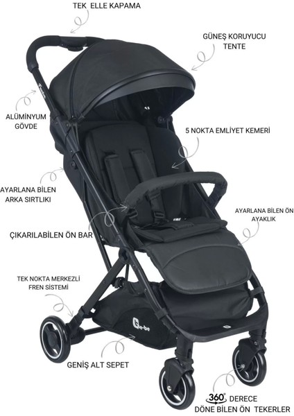 Freedom Kabin Boy Bebek Arabası | Gri