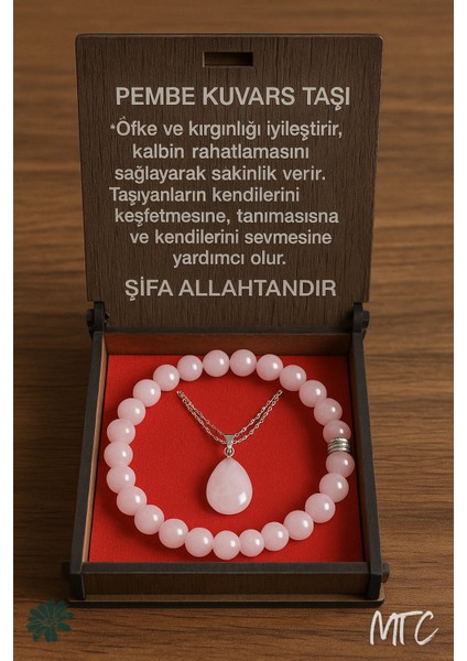 Pembe Kuvars Doğal Taş Bileklik & Kolye modelleri