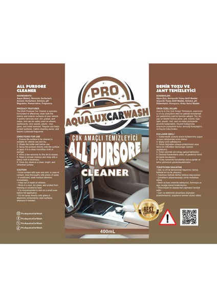 Proaqualuxcarwash Lastik ve Tampon Parlatıcı - Çok Amaçlı Temizleyici