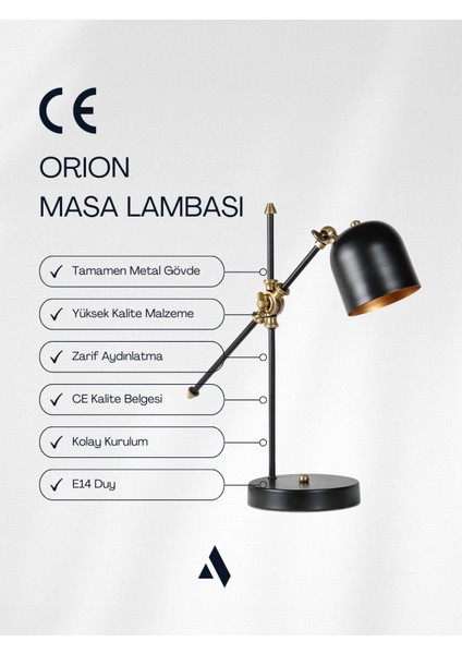 Orion Çalışma ve Okuma Masa Lambası – Ayarlanabilir, Metal Gövde, Ce Sertifikalı modelleri