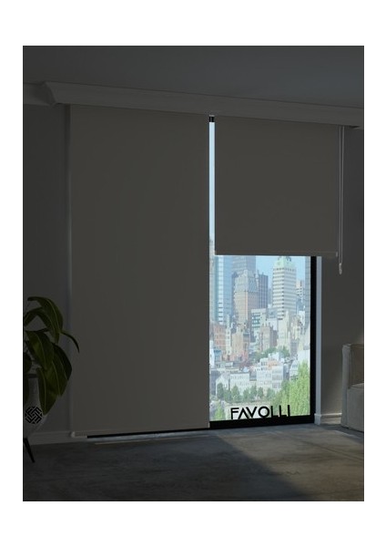 Açık Gri Karartma Blackout Stor Perde Metal Ithal Kasa Işık Geçirmez