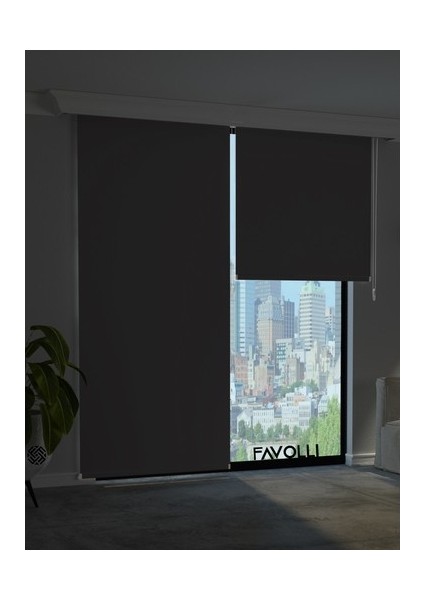 Koyu Gri Blackout Stor Perde Ithal Metal Kasa Tam Karartma Özelliği 90x260 cm