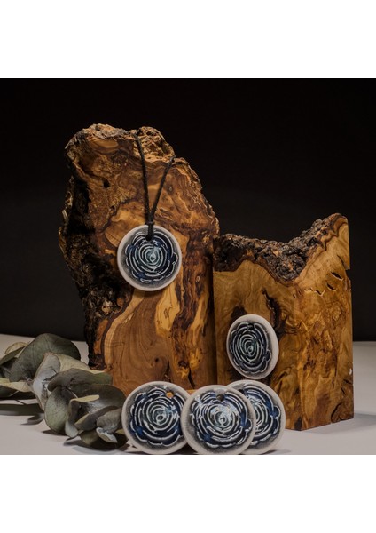 Mavi Gül Seramik Kolye – Stres ve Denge Kolyesi indirimleri