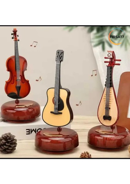 3 Model Dekoratif 360° Dönen Hareketli Keman Müzik Kutusu Sevgili Çocuklara Doğum Günü Ev Ofis Hediye