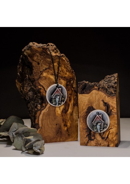 Kuş Evi Desenli Seramik Kolye – Stres ve Denge Kolyesi fırsatları