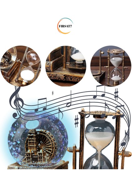 Nostaljik Işıklı Led'li Kum Saatli London Eye & Big Ben Tower Kar Küresi Sevgili Çocuklar Hediyelik fırsatları