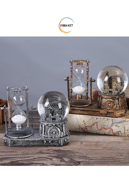 Nostaljik Işıklı Led'li Kum Saatli London Eye & Big Ben Tower Kar Küresi Sevgili Çocuklar Hediyelik indirimleri