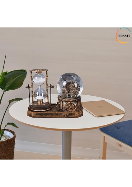 Nostaljik Işıklı Led'li Kum Saatli London Eye & Big Ben Tower Kar Küresi Sevgili Çocuklar Hediyelik