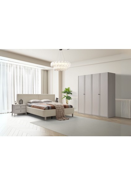 Folt Beige 4 Kapılı Yatak Odası Takımı