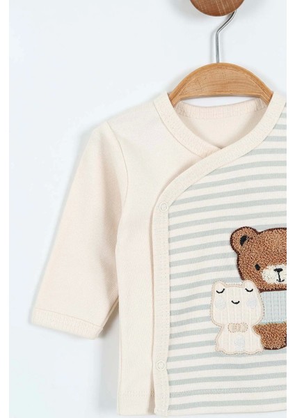 Erkek Bebek 5'li Zıbın Takımı – Çizgi Desenli, Patikli, Ayıcık Nakışlı | Su Yeşili fırsatları