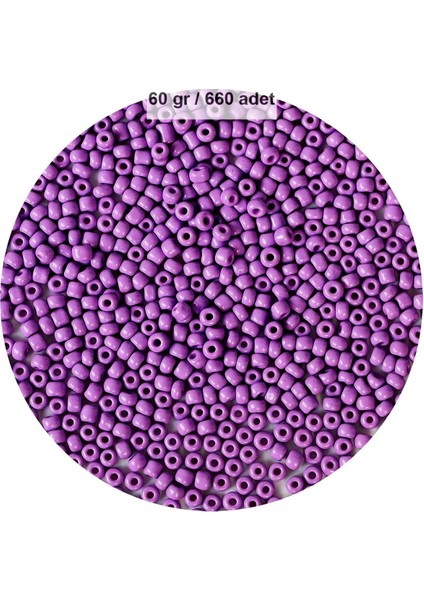 Mor Renk 4 mm Yaklaşık 660 Adet / 60 Gram Cam Boncuk Oya Yazma Bileklik ve Kolye