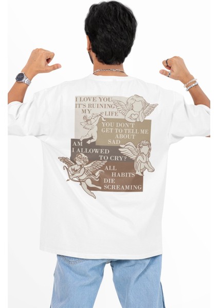 Unisex Taylor Swift Şarkı Sözü Sırt Baskılı Tişört, Oversize So Long London Melek Temalı T-Shirt modelleri