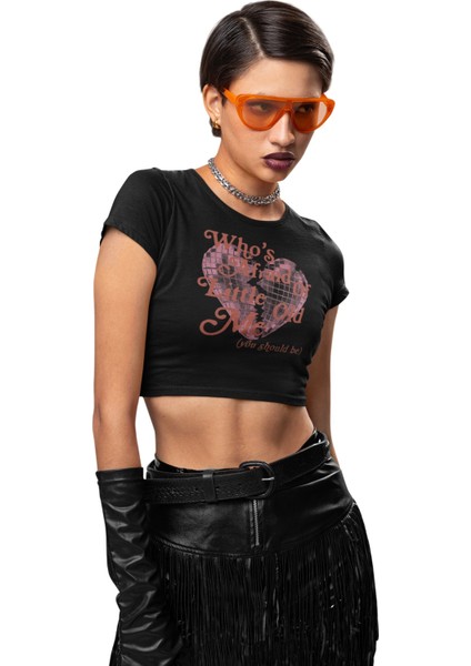 Who’s Afraid Of Little Old Me Yazılı Crop Top, Kadın Taylor Swift Temalı Crop Bluz