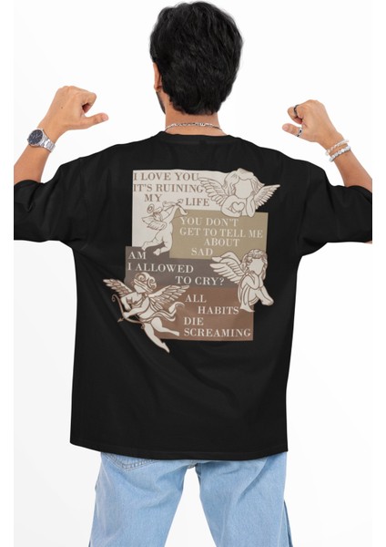 Unisex Taylor Swift Şarkı Sözü Sırt Baskılı Tişört, Oversize So Long London Melek Temalı T-Shirt modelleri