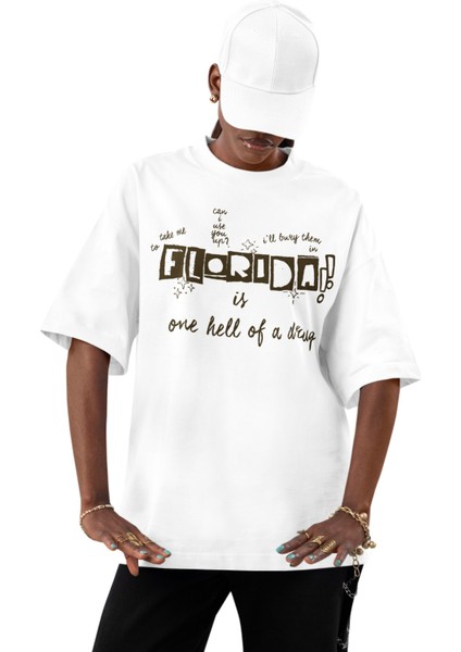 Unisex Florida Is One Hell Of A Drug Baskılı Tişört, Oversize Taylor Swift Temalı T-Shirt fiyatları