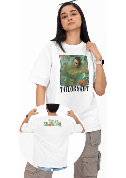 Unisex The Life Of A Showgirl Ense Baskılı Tişört, Oversize Taylor Swift Temalı T-Shirt