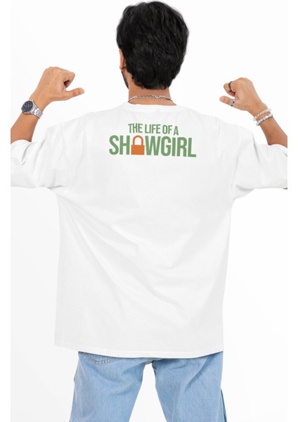 Unisex The Life Of A Showgirl Ense Baskılı Tişört, Oversize Taylor Swift Temalı T-Shirt fiyatları