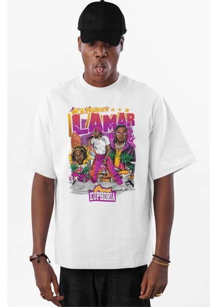 Unisex Planet Euphoria Yazılı Tişört, Oversize Kendrick Lamar Temalı Bisiklet Yaka T-Shirt fiyatları