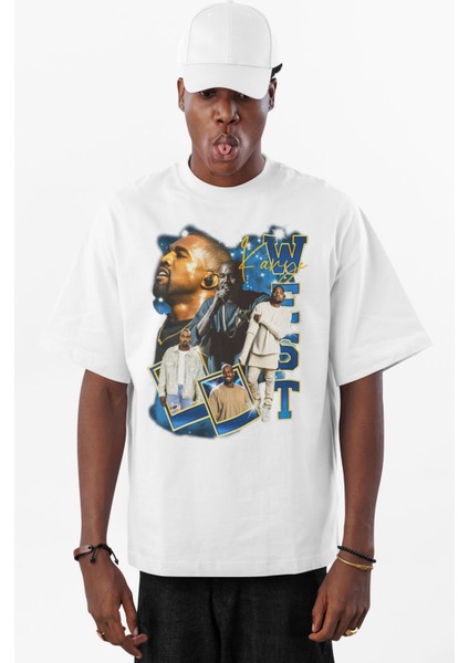 Unisex Kanye West Yazılı Tişört, Oversize Rapper Temalı Bisiklet Yaka T-Shirt modelleri