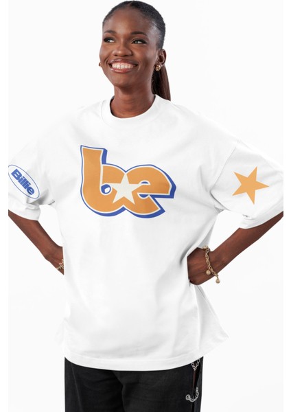 Unisex Be Billie Star Kol Baskılı Tişört, Oversize Billie Eilish Temalı Bisiklet Yaka T-Shirt modelleri