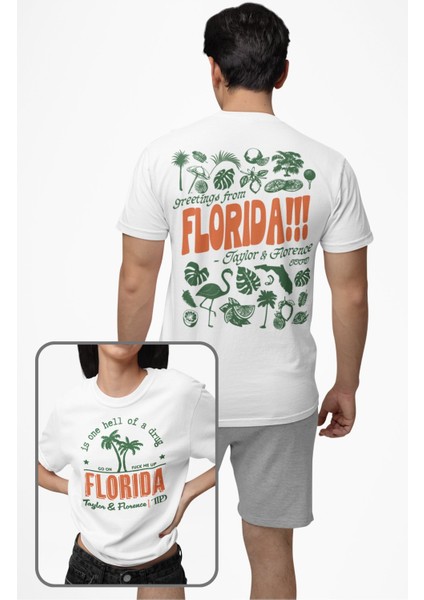 Unisex Florida Sırt Baskılı Tişört, Oversize Taylor Swift Şarkı Temalı T-Shirt