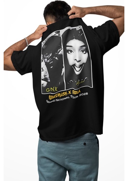 Unisex Kendrick x Sza Sırt Baskılı Tişört, Oversize Kendrick Lamar x Sza Temalı T-Shirt modelleri