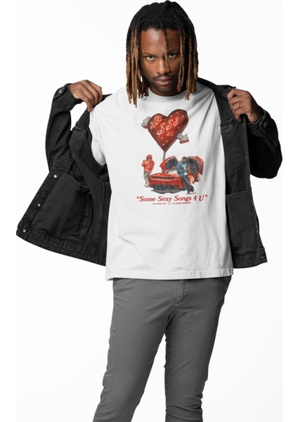Unisex Some Sexy Songs 4 U Yazılı Tişört, Oversize Drake Temalı Bisiklet Yaka T-Shirt fiyatları