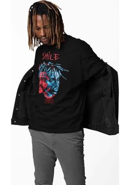 Unisex Smile 999 Yazılı Tişört, Oversize Juice Wrld And The Weeknd Temalı Bisiklet Yaka T-Shirt fiyatları