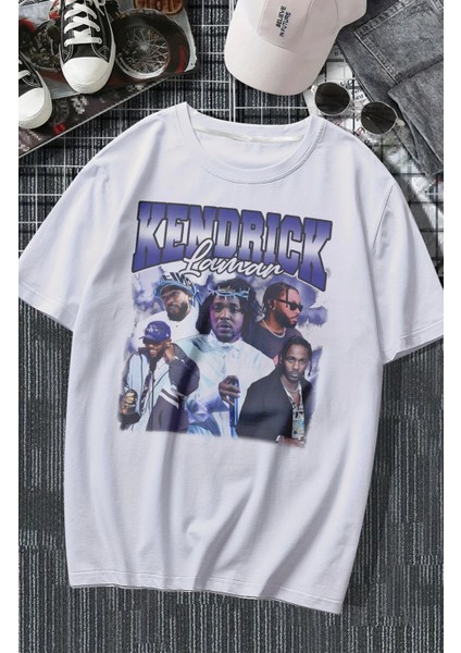 Unisex Kendrick Lamar Yazılı Tişört, Oversize Rapper Temalı T-Shirt