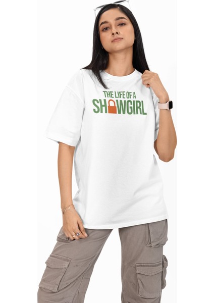 Unisex The Life Of A Showgirl Albüm Şarkıları Sırt Baskılı Tişört, Oversize Taylor Swift T-Shirt fiyatları