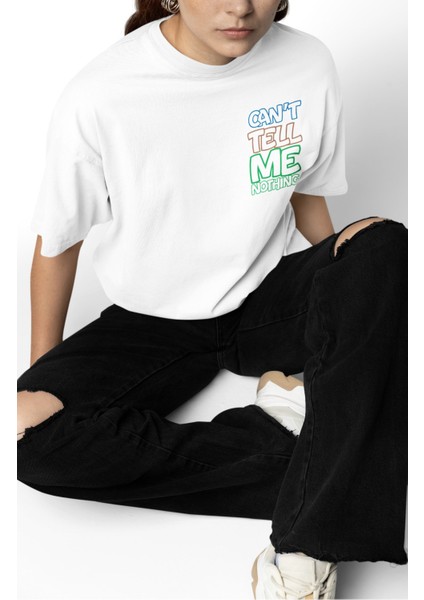 Unisex Cant Tell Me Nothing Sırt Baskılı Tişört, Oversize Kanye West Temalı T-Shirt fiyatları