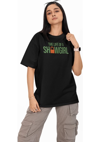 Unisex The Life Of A Showgirl Albüm Şarkıları Sırt Baskılı Tişört, Oversize Taylor Swift T-Shirt fiyatları
