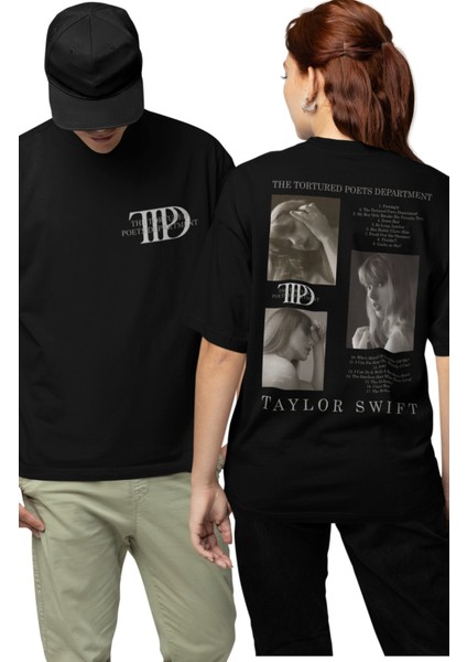 Unisex Ttpd Albüm Şarklıları Yazılı Sırt Baskılı T-Shirt, Taylor Swift Baskılı Tişört