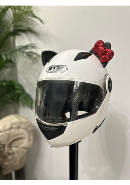 Motor & Motosiklet Kırmızı Fiyonklu Siyah Kedi Kulak Kask Dış Aksesuarı fiyatları