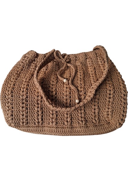 Açık Kahverengi Renk El Örgüsü Ipli Model Bayan Yazlık Örgü Çanta fiyatları