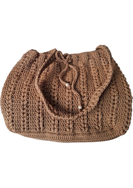 Açık Kahverengi Renk El Örgüsü Ipli Model Bayan Yazlık Örgü Çanta fırsatları