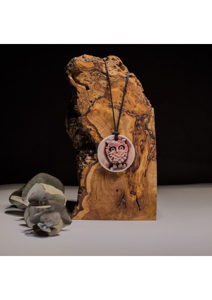 Gece Gözcüsü Baykuş Seramik Kolye – Stres ve Denge Kolyesi