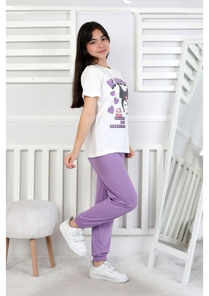 Kız Çocuk Kuromi Desenli %100 Pamuk Pijama Takımı – Yazlık Ev Giyimi fiyatları